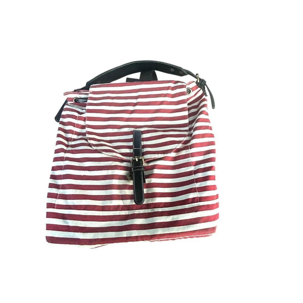 Fredd & Basha Red Striped Backpack Nautical Canvas